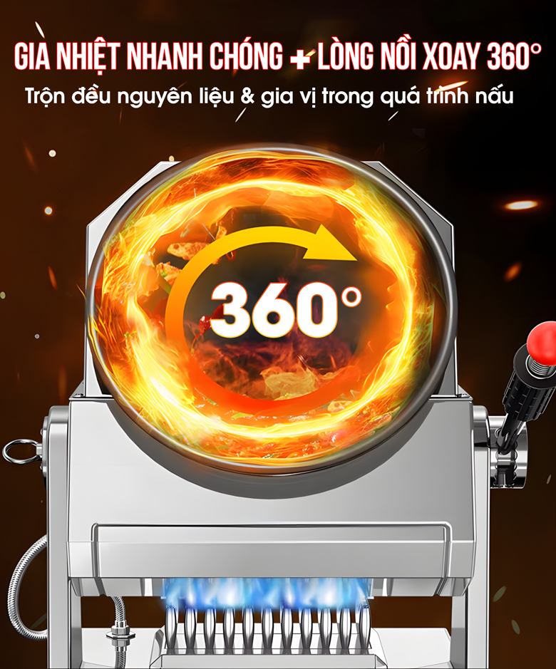 Lòng nồi xoay 360 độ, gia nhiệt nhanh chóng bằng gas Lòng nồi xoay 360 độ, gia nhiệt nhanh chóng bằng gas