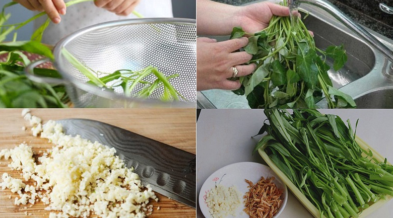 Cách xào rau muống bằng máy nấu ăn giúp rau xanh, giòn xào rau muống bằng máy nấu ăn, sơ chế