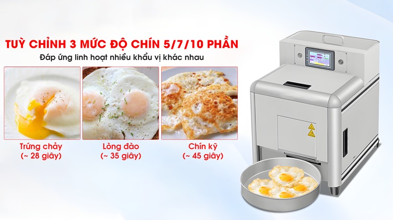 Máy chiên rán trứng tự động với 3 mức độ chín khác nhau 5/7/10 phần Máy chiên rán trứng tự động với 3 mức độ chín khác nhau 5/7/10 phần