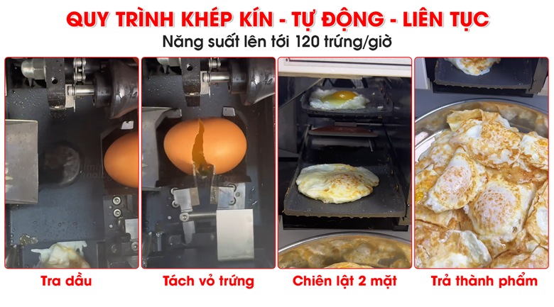 Quy trình khép kín, tự động và liên tục, năng suất 1-120 trứng/giờ Quy trình khép kín, tự động và liên tục, năng suất 1-120 trứng/giờ